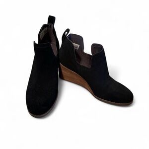 Toms Black Suede Wedge Shoes